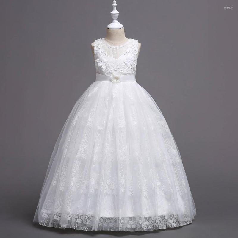 

Girl Dresses Round Neck Lace Princess Flower Dress Zipper Cute Sleeveless Little Kids Bridesmaid Ribbon Sash Birthday Pageant Ball Gowns, Royal blue