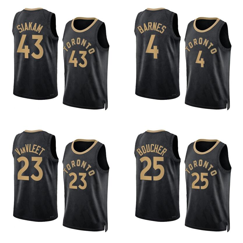 

Basketball jerseys Pascal Siakam Scottie Barnes VanVleet 2022-23 season black city versions Men Women Youth jersey, With logo