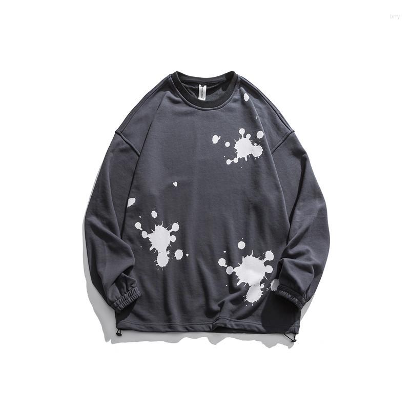 

Men's Hoodies Yi Dao Vintage 20 Spring Style Japanese-style Trend Oversize Ink Printed Casual Crew Neck Base Hoodie, Black and white with pattern