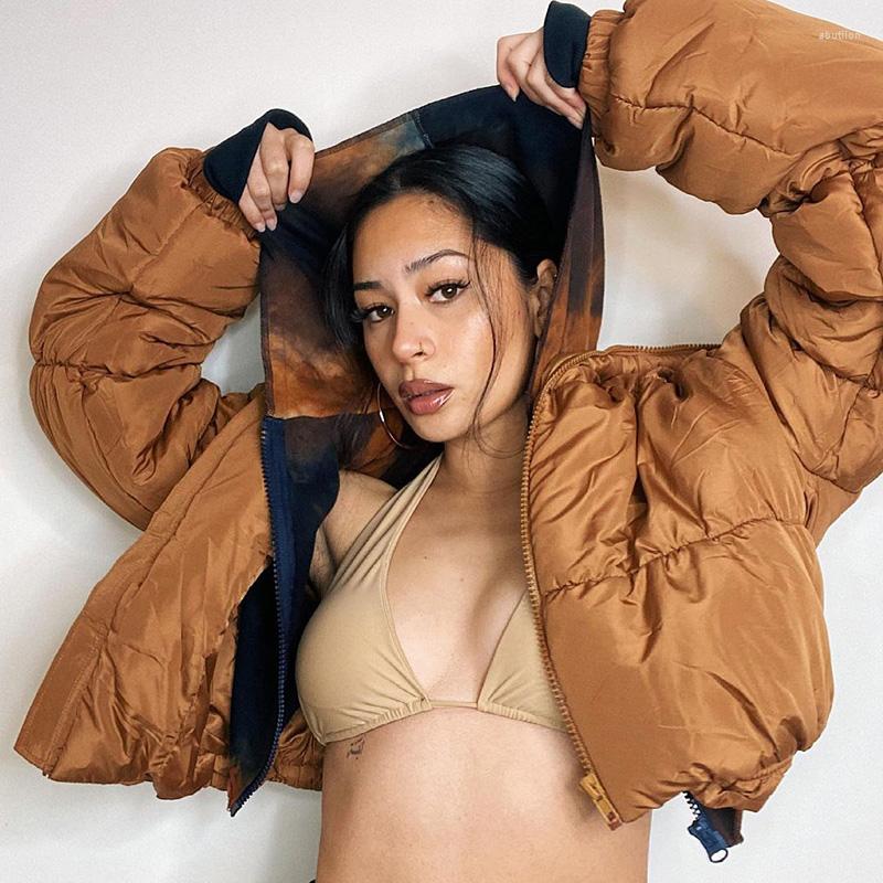 

Women' Down Autumn Winter Puffer Jackets Solid Women Cotton Jacket Warm Thicken Stand Collar Black Brown Parka Women' Parkas Coats