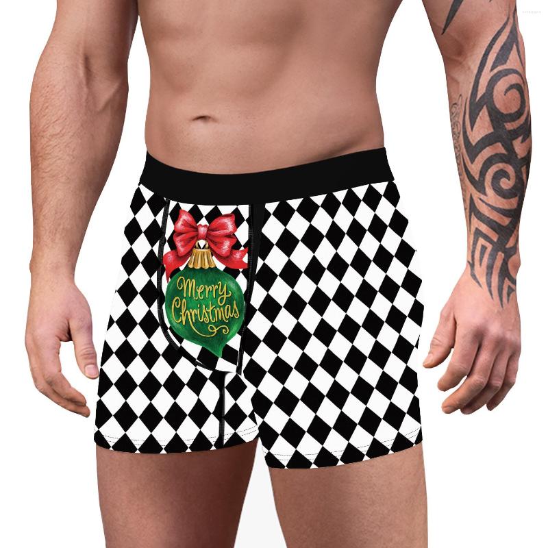 

Underpants 5 Styles Men Christmas Fashion Adults Sexy Male Cartoon Patterns Printed Middle Waist Boxer Briefs Underwear -XXL