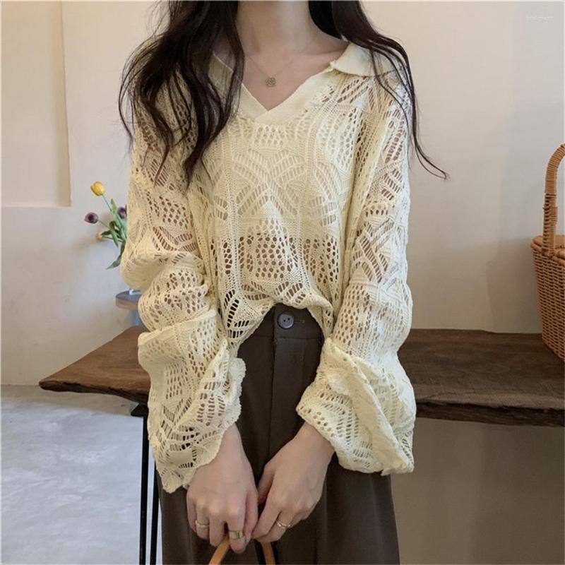 

Women's Blouses PLAMTEE Hollow Out Women Flare Sleeve Chic Office Lady Sunscreen Loose Elegant Autumn Gentle Work Wear Casual, Black