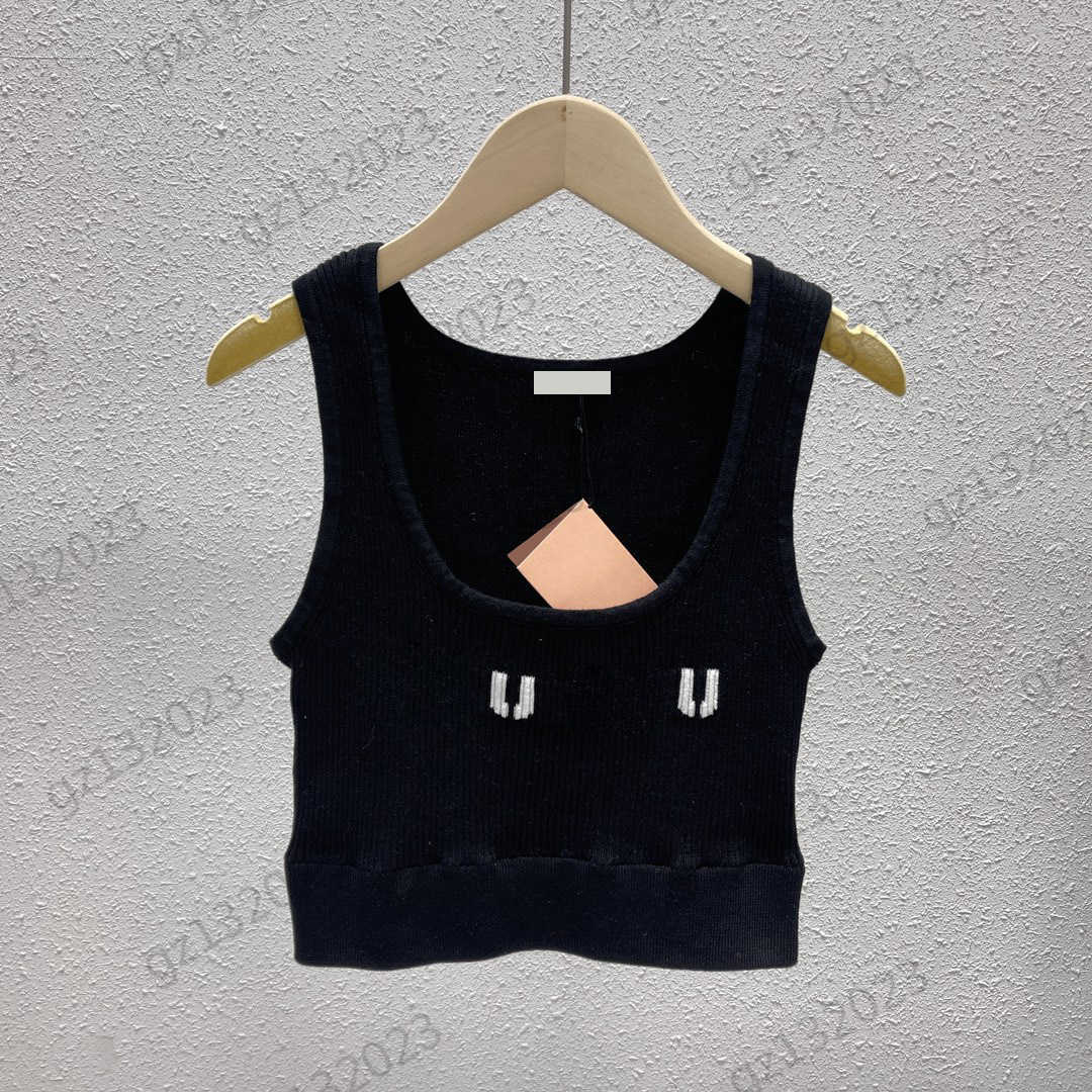 

Womens Tanks Camis Letter Jacquard Sleeveless Knitted Vest Tops Elastic Fabric U-neck Pullover Halter Vests Tee Fashion Brand Women Clothes, 8 red