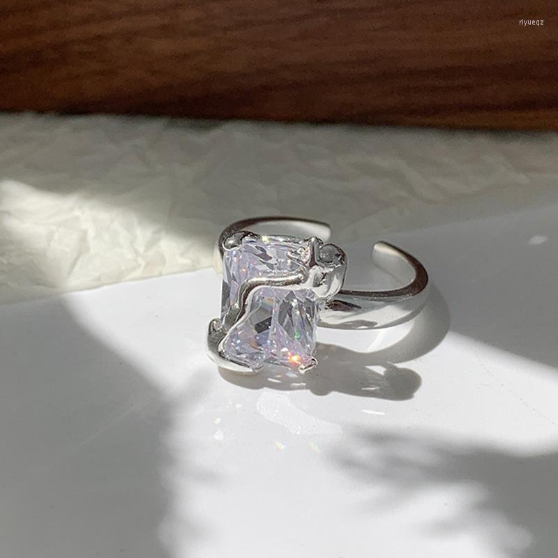 

Wedding Rings 2022 Square Star For Women Female Retro Light Luxury Personalized Index Finger Ring Fashion Jewelry