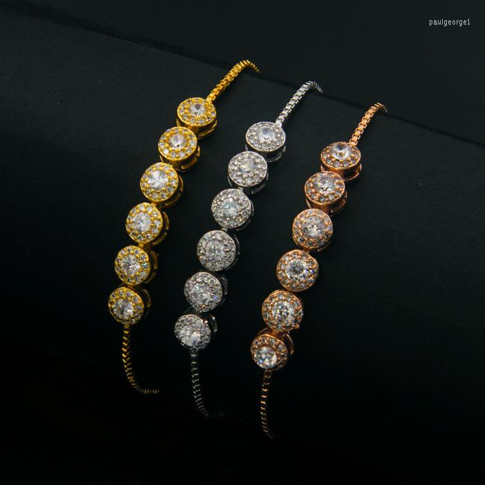 

Charm Bracelets Fashion Jewelry Copper Plant Mosaic Full Stone Big 6 Pcs Box Chain Bracelet Luxurious