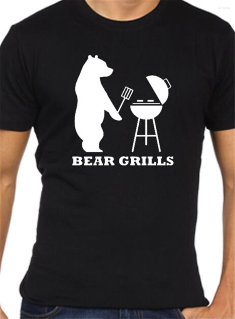 

Men's Polos Mens Funny T Shirt Bear Grills Bbq Barbeque Retro O Neck Tee, Notprint