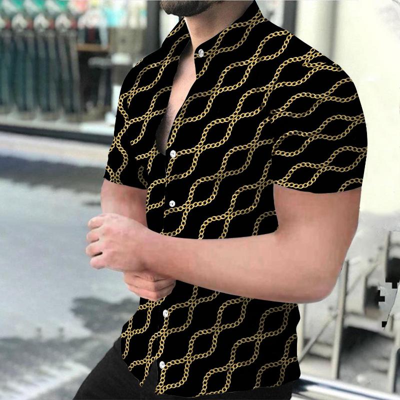 

Men's Casual Shirts Men's Hawaiian Shirt 3D Short Sleeve T-shirt Leopard Print Lapel Button Summer Beach Top 5XL, Zc-1892