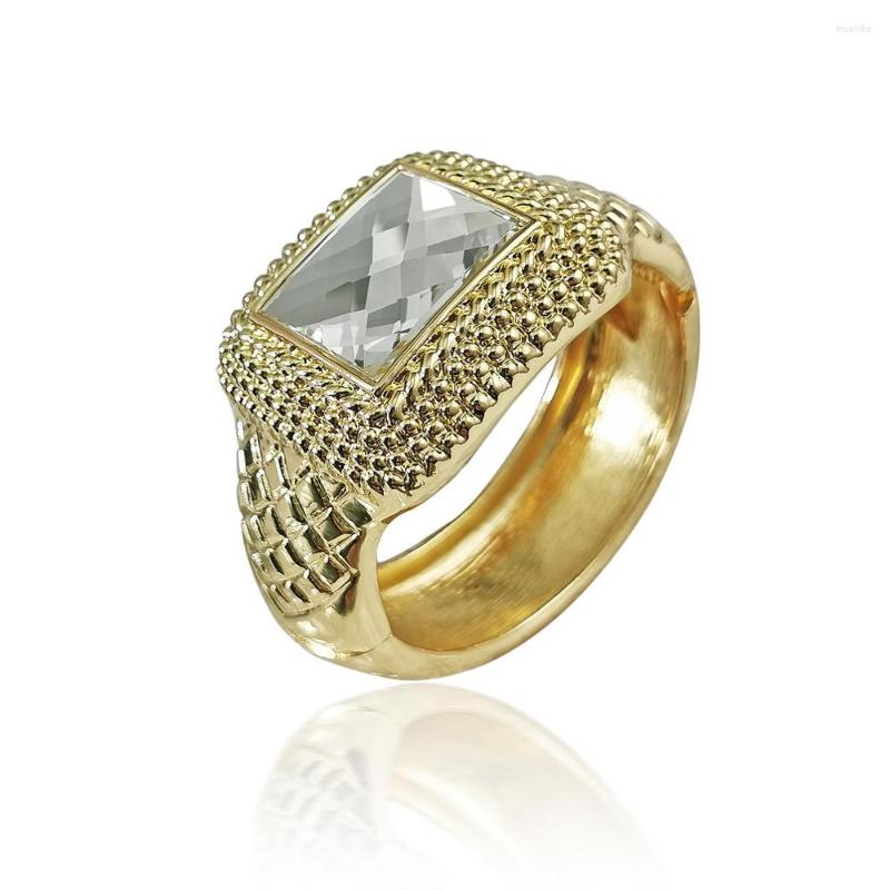 

Bangle MANILAl Geometric Alloy Statement Cuff Bracelets For Women Square Glass Big Bangles Trend Party Jewelry 2022