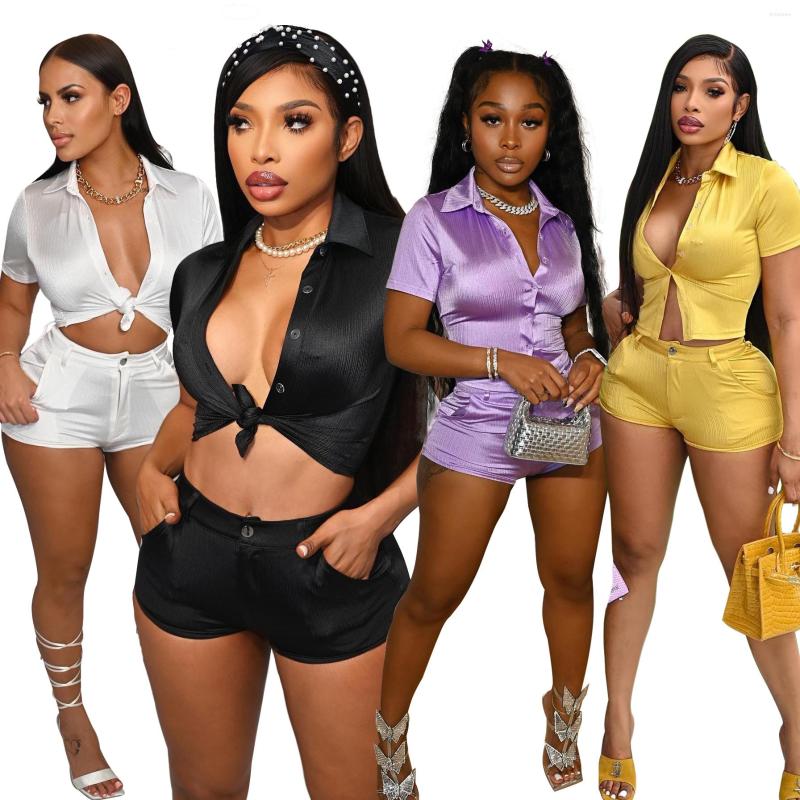 

Women' Tracksuits Stretch Fashion Short Sleeve Shirt Casual Two Piece Suit, Black