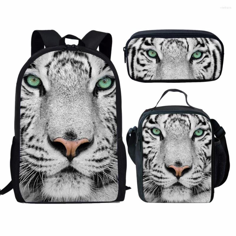 

School Bags 3Pcs/Set Cool Tiger Printing For Kids Boys Backpacks Shoulder Bagpack Children Bookbag Satchel, Send me image