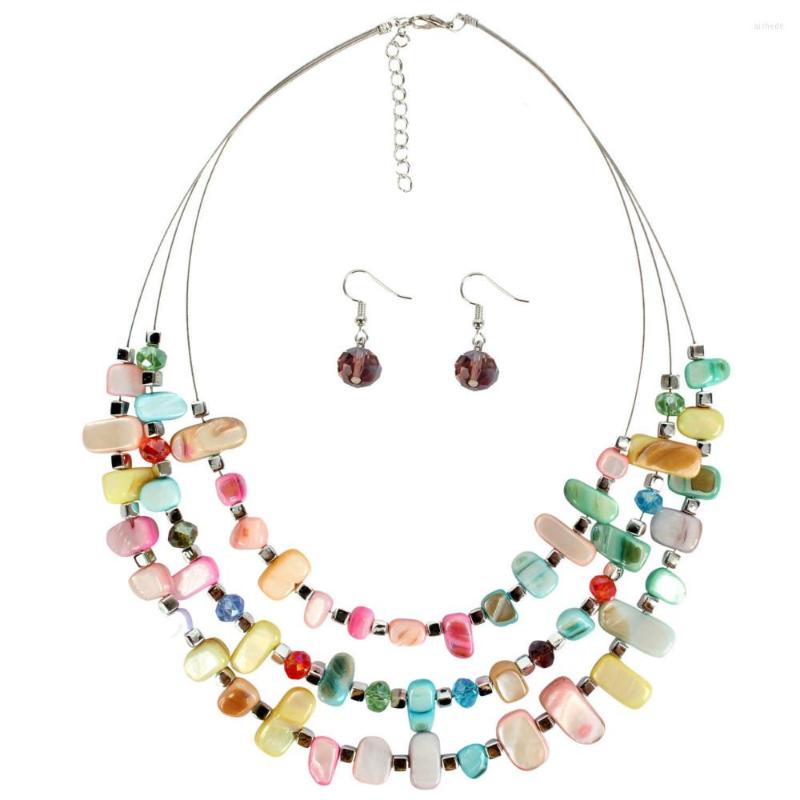 

Necklace Earrings Set 2022 Fashion Irregular Shell ColorFful Wedding Holiday Gift Bohemian For Women Collar, Picture shown