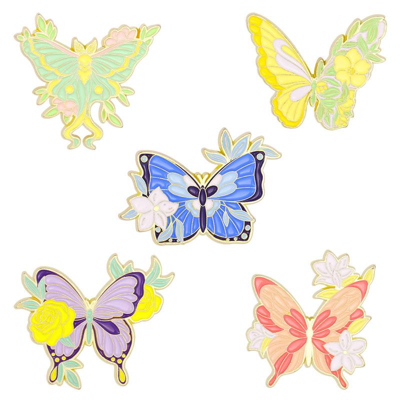 

Cute Brooches Pin for Women Kids Fahsion Jewelry Shirt Coat Dress Denim Bag Decor Metal Enamel Pin Pink Purple Blue Color Butterfly