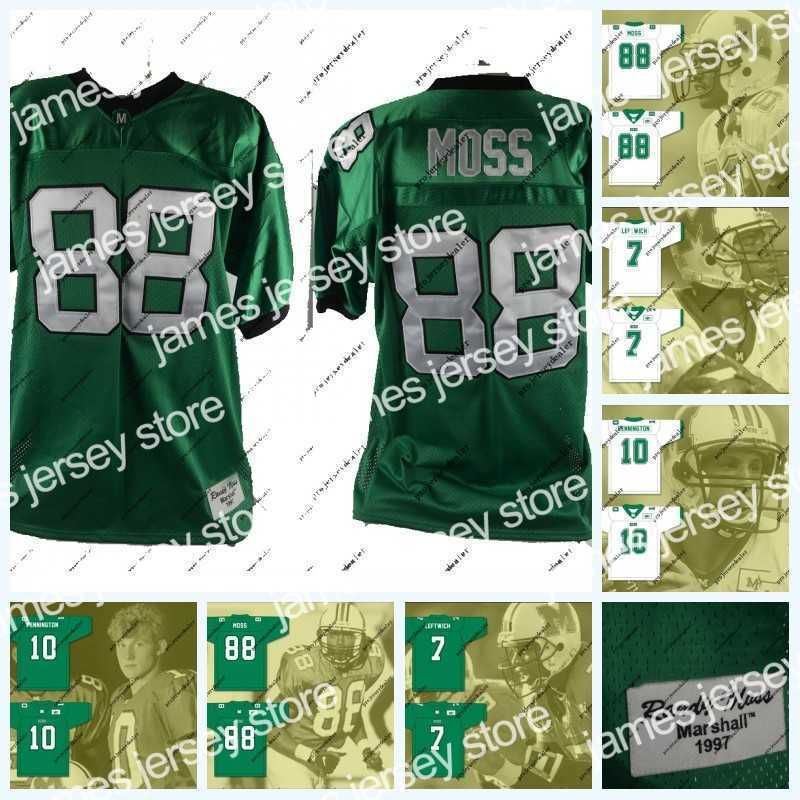 

Football Jerseys Mens Womens Youth Randy Moss 1997 Mar shall University Football Jersey Chad Pennington 10 Byron Left 7 Marshall Herd Footba, 10 white