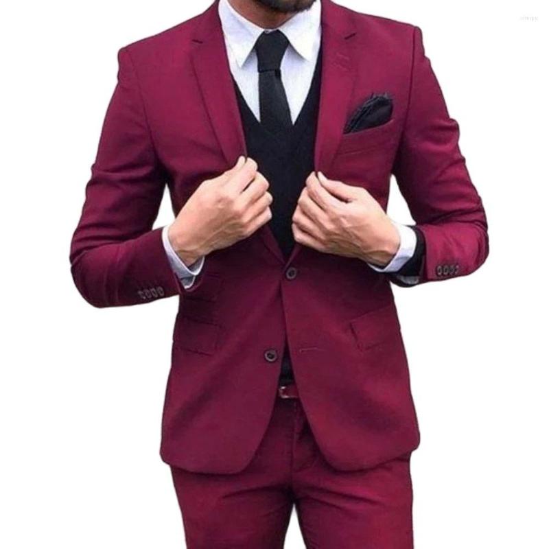 

Men's Suits Latest Design Burgundy Wedding Men Slim Fit Skinny 2Pcs Tuxedo Fashion Party Prom Blazer Trousers Tailor Made Jacket Pants, Picture shown