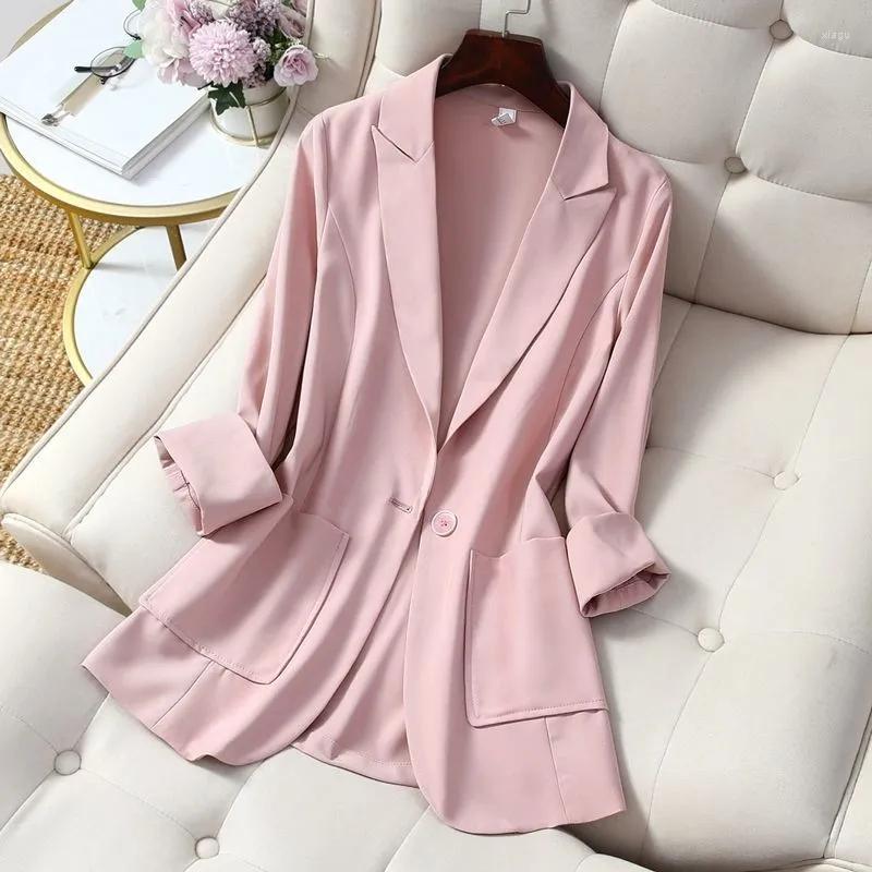 

Women's Suits 2022 Women Blazer Spring Summer Design Temperament Suit Coat Slim Top Plus Size Clothing Long Sleeves Jacket, Pink