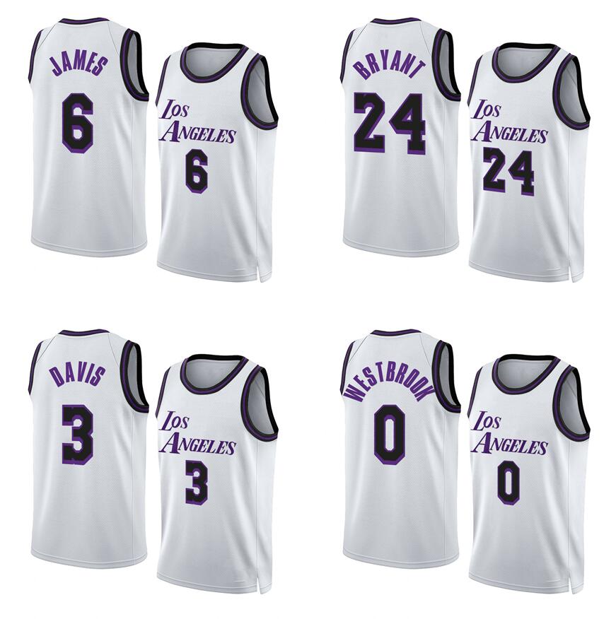 

Basketball jerseys 6 James 3 Davis 0 Westbrook 2022-23 season White yellow black purple city versions Men Women Youth jersey, With logo