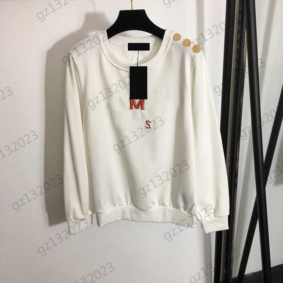 

Womens Sweatshirts Nail Drill Letter Embroidery Round Neck Pullover Sweatshirt Metal Shoulder Buckle Long Sleeve Pullover Tops Simple Joker Women Clothing, 18