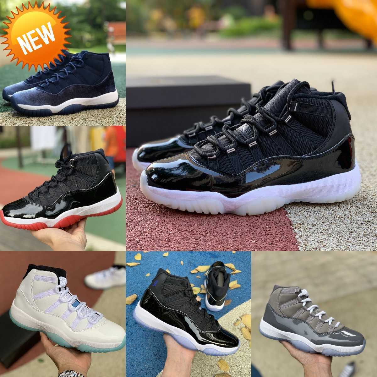 

NEW Jumpman Jubilee 11 11s High Basketball Shoes COOL GREY Legend Blue Midnight Navy Playoffs Bred Space Jam Gamma Blue Barons, M3018