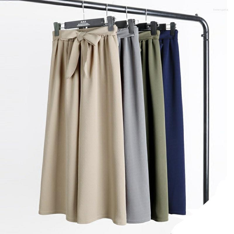 

Women's Pants 2022 Spring Autumn Casual Woman Ankle-Length Fashion Solid Color Elastic Waist Sashes Office Lady Wide Leg, Green