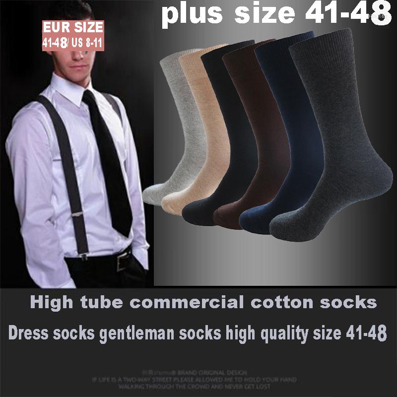 

Men's Socks 6 Pairs/lot Large Size Men Cotton Long Business Compression Harajuku Winter Gentleman Sox Sokken Plus EU41-48, 6 khaki style a