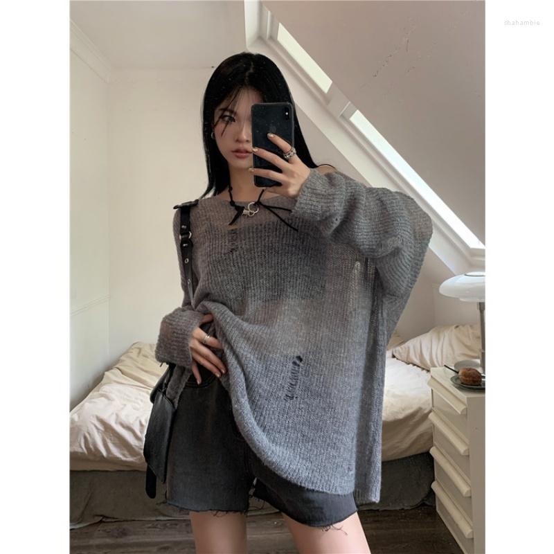 

Women's Polos Women's Korean Style Loose All Match Long Sleeve Knitted Sweater Top, Grey