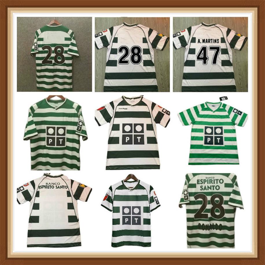 

#28 C RONALDO Sporting Lisbon retro 2001 2002 soccer jerseys 01 02 Vintage Maillot QUARESMA Camisa de futebol  NICULAE football s276p, 01-03