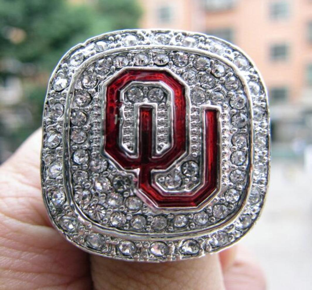 

2015 Oklahoma Sooner s Big 12 Championship Ring Silver color Souvenir Men Fan Gift 2019 whole Drop 9420297
