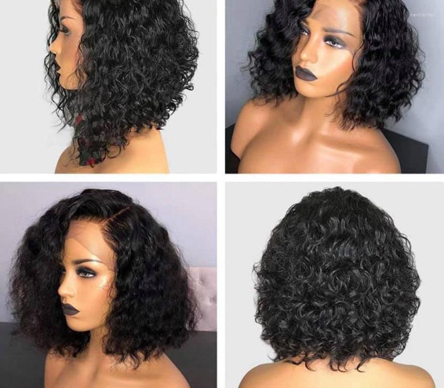 

Desgirl Water Wave 4X4X1 Lace T Part Short Bob Wig 180 Density Human Hair Wigs For Black Woman Brazilian Pre Plucked Baby, Picture shown