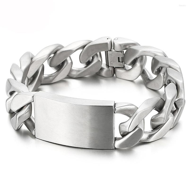 

Link Bracelets Heavy Punk Silver Color Men's Chain Wristband 316L Stainless Steel Curb Cuban Bracelet 20mm 9.4inch
