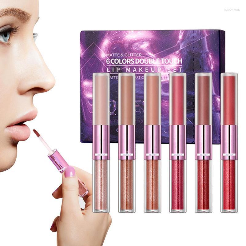 

Lip Gloss Double Ended Lipstick Set For Women Long Lasting Color Hydrating, 6pcs