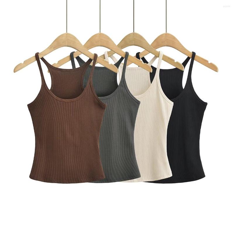 

Women' Tanks Summer Sexy Crop Tops Women 2022 Casual Camisoles For Cami Top Knitted Cute Slim Punk Black Backless Ribbed, Beige