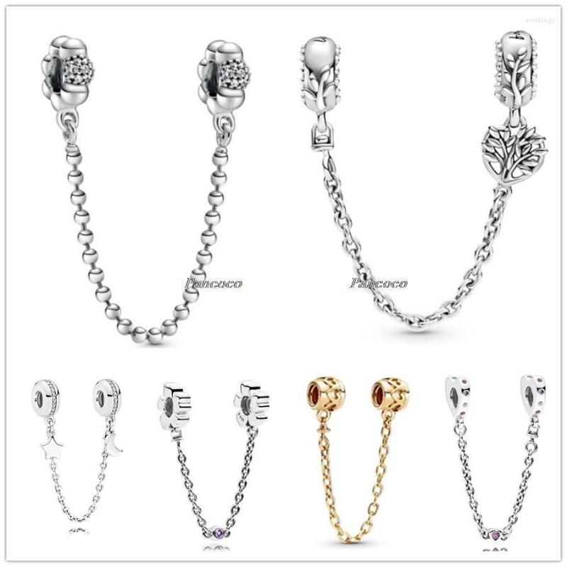 

Beads Authentic 925 Sterling Silver Two-tone Heart Family Tree Safety Chain Charm Bead Fit Bracelet & Necklace Jewelry