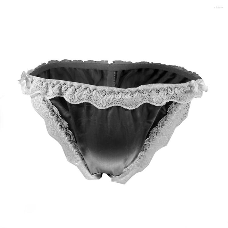 

Underpants Men Sexy Underwear For Male Thong Breathable Nightclub Bow Low Waist Soft Sissy Gay Satin Lace Briefs Panties, Pink3