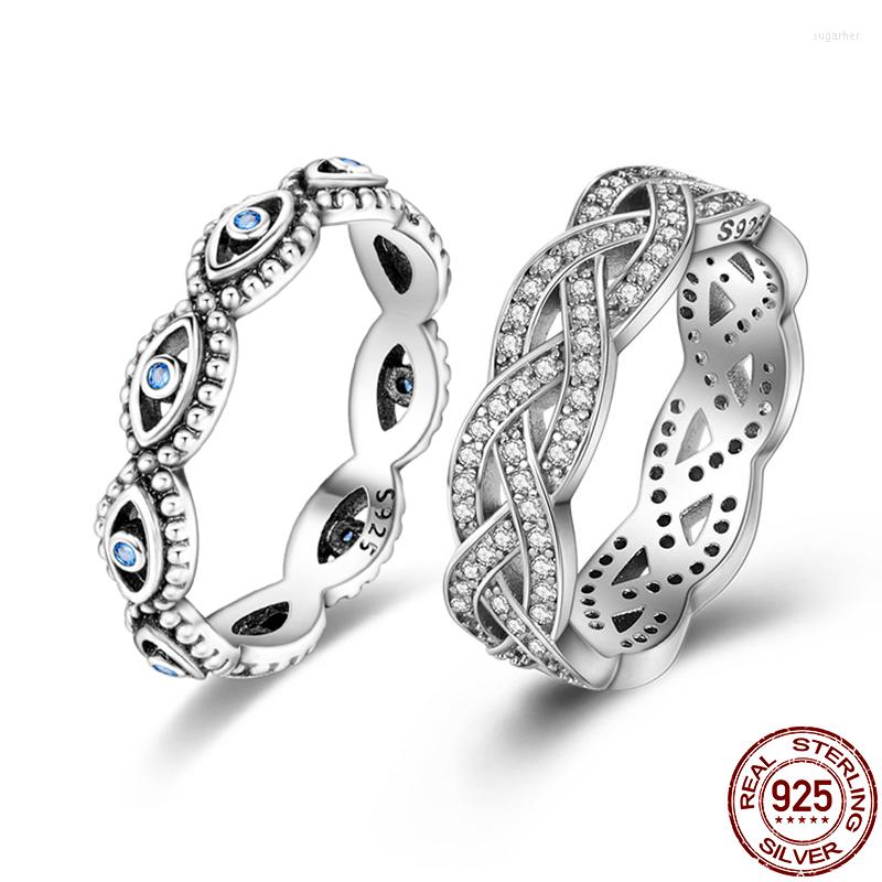 

Cluster Rings Original 925 Sterling Silver Devil's Eye Finger For Women Classic Vintage Twisted Fine Anniversary Jewelry