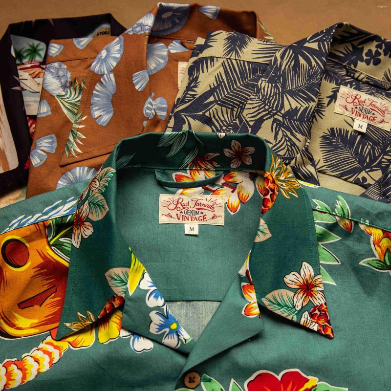 

Men's Casual Shirts HW-0002 Big US Size Genuine Quality Vintage Looking Loose Fitting Hawaii Aloha Cotton Printing Shirt, Blue