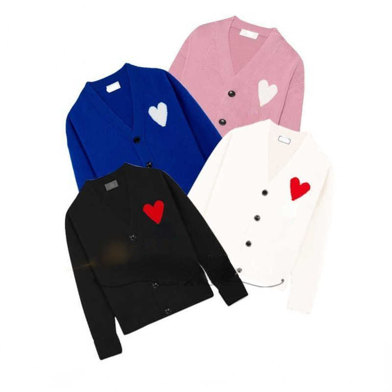 

Designer knitted sweater jacquard heart-shaped sweaters men women cardigan coat winter long-sleeved jacket couple, No.1
