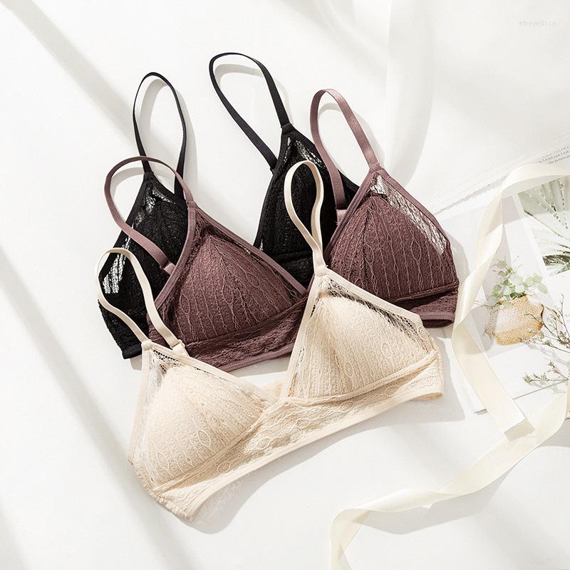 

Bras Birdsky 2PCS Women Bra Bralette Bralet Brassiere Breast Thin Cup Wire Rimless Mulberry Silk Lining TS-24, Beige black 2pcs