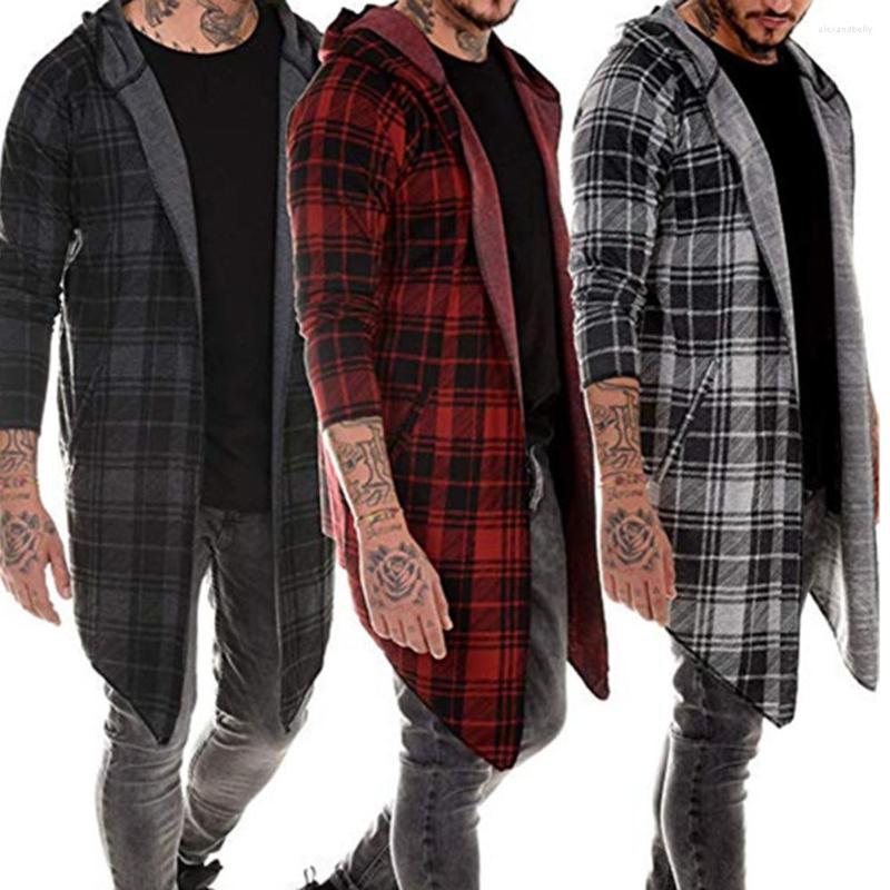 

Men's Hoodies Autumn And Winter Sweatshirts Long-sleeved Plaid Hooded Streetwear Casual Fashion Jackets, Light gray