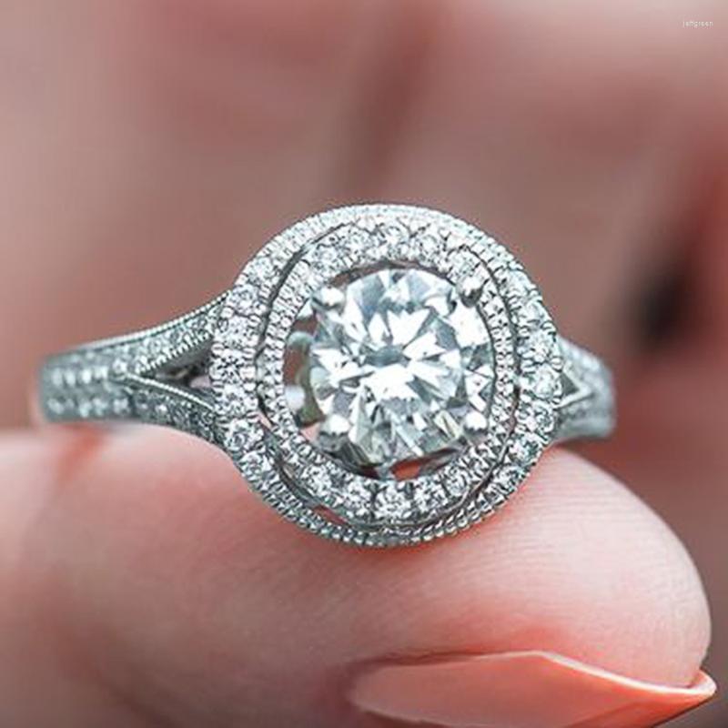 

Wedding Rings CAOSHI Graceful Bands Female Dazzling Round Shape Crystal Jewelry For Proposal Ceremony Delicate Bridal Accessories Gift
