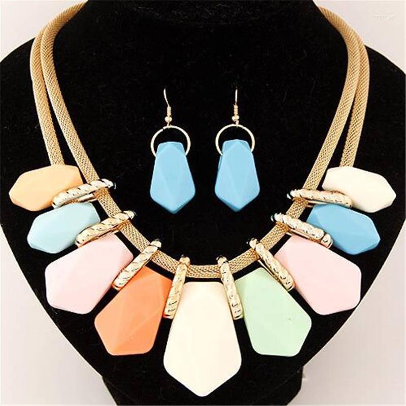 

Necklace Earrings Set 2022 Trendy Multi-color Natural Stone Beads Sweater For Women Gift, Picture shown