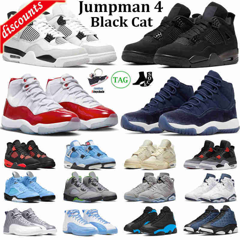 

TOP Basketball Shoes Jumpman 4 5 6 11 12 13 Men Women 4s Black Cat Military Black Red Thunder UNC Green Bean 11s Cherry, #12
