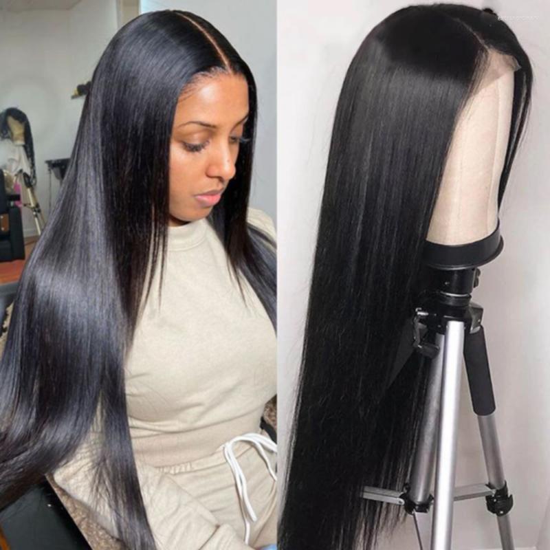 

Inches Long Straight Hair 4X4 Lace Closure Wigs Human For Black Woman Malaysia Pre Plucked Baby 180 Density, Picture shown