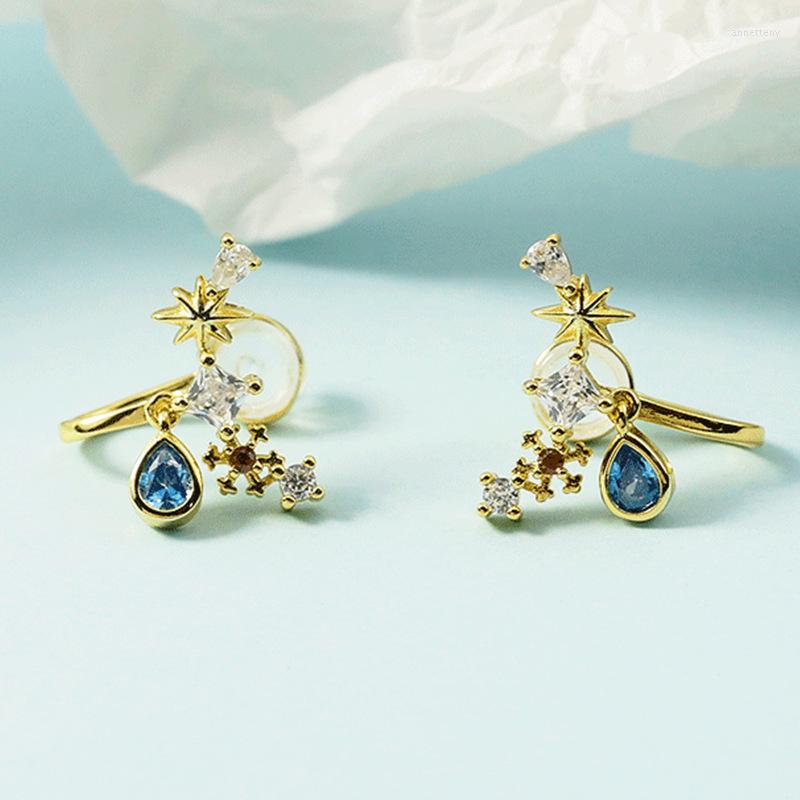 

Backs Earrings Fashion Gold Color Zircon Star Clip For Women Glamour Without Piercing Vintage Crystal Ear Cuff Girls Jewerly Gifts