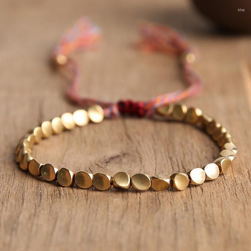 

Bangle 2022 Boho Ethnic Irregular Gold Beads Bracelet Men Tribe Gypsy Adjustable Femme Handmade Jewelry Tibetan