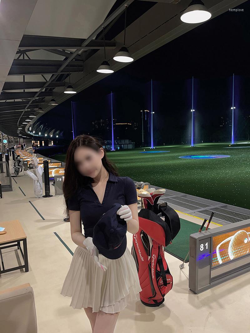 

Women' T Shirts Golf Clothes Lady Leisure Sports Outdoor Ventilation Fast Dry -Shirt POLO Shirt Fashion Pleated Skirt Kit, White t shirt