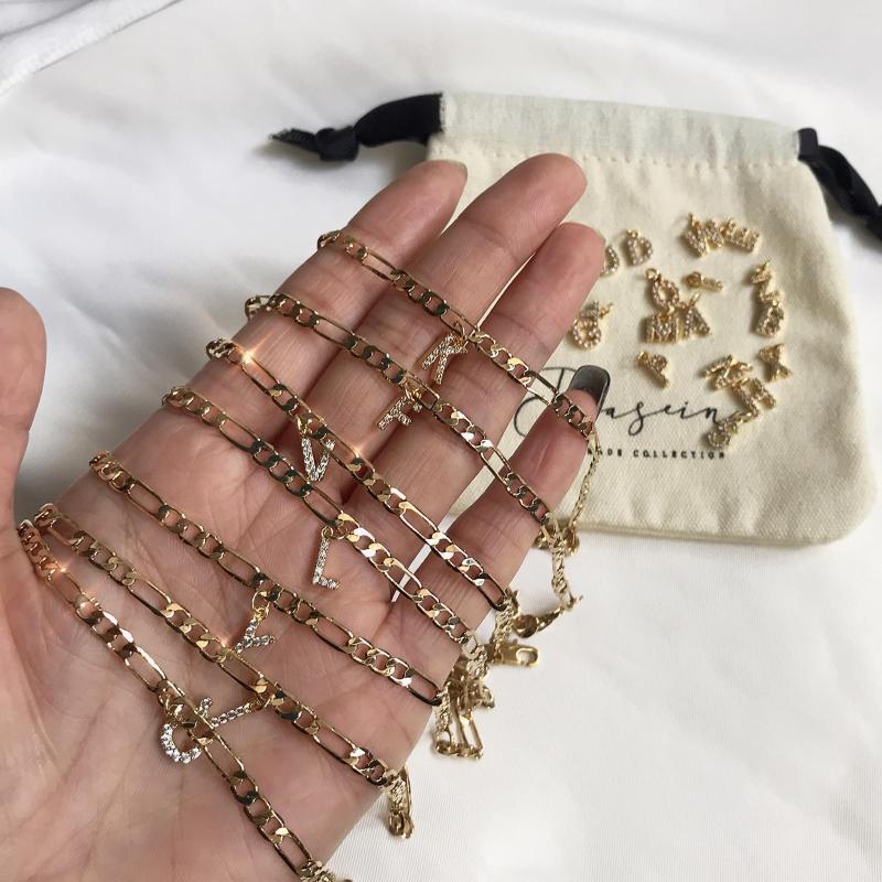 

Anklets 26 Small Letters Name 18k Gold Filled Flat Figaro Chain Anklet
