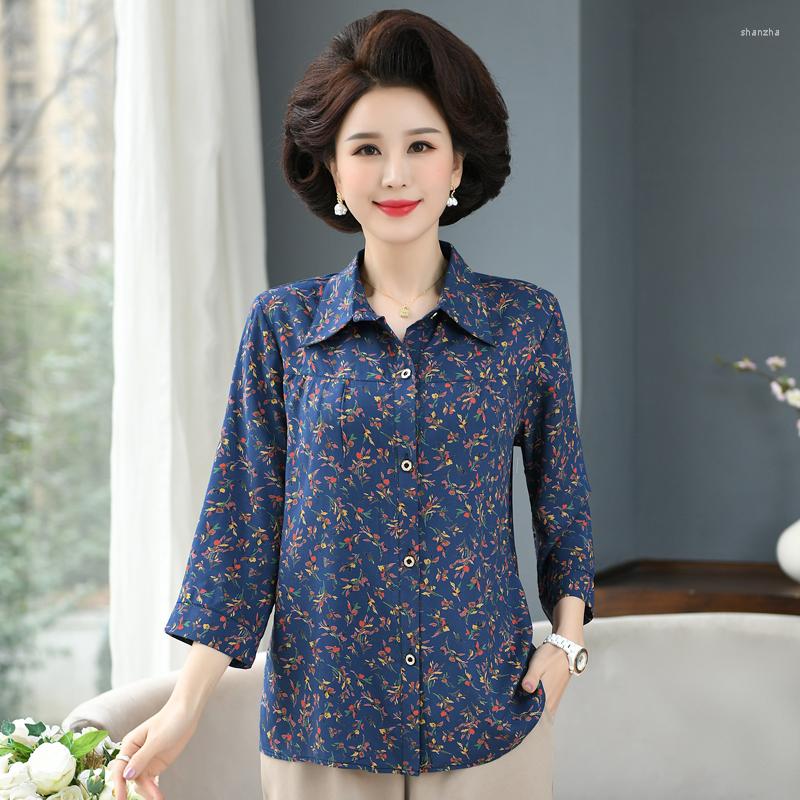 

Women's Blouses Summer Woman Shirts Casual Loose Vintage Floral Print Ladies Tops Turn-down Collar Blouse Women Top
