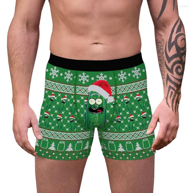 

Underpants Male Sexy Shorts Boxers Homme Christmas 3D Print Aseptic Breathable Funny Colorful Quick Dry Men For Party, Atrovirens