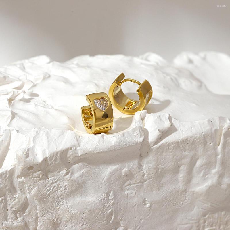 

Hoop Earrings AENSOA Minimalist Cute Small Heart Zircon Earring Women 2022 Vintage Gold Color Round Circle Statement Brincos
