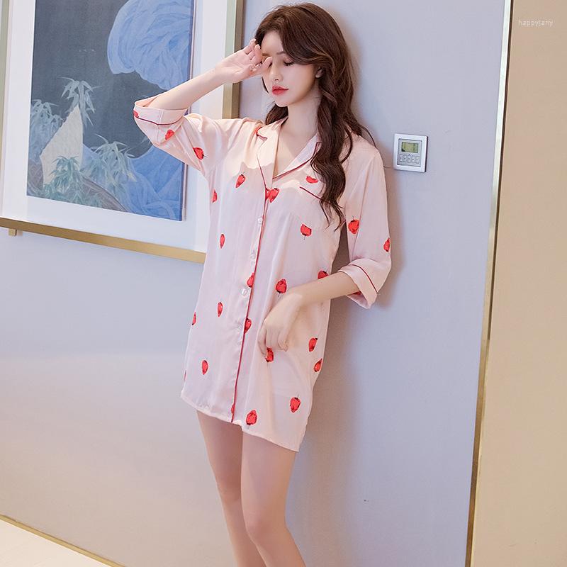 

Women's Sleepwear Pajamas Ladies Summer Ice Silk Thin Large Size Sexy Nightdress Simulation Home Service Princess Style